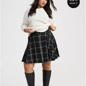 Torrid Black and White Plaid Skater Skirt